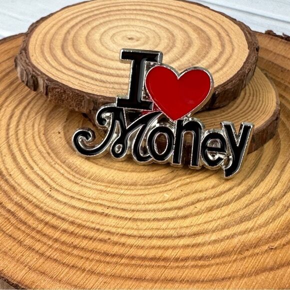 I Love Money Heart Enamel Pin/ Brooch - Picture 2 of 6